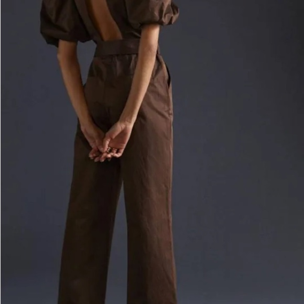 En Saison Puff Sleeve Jumpsuit Brown M - Worn Once